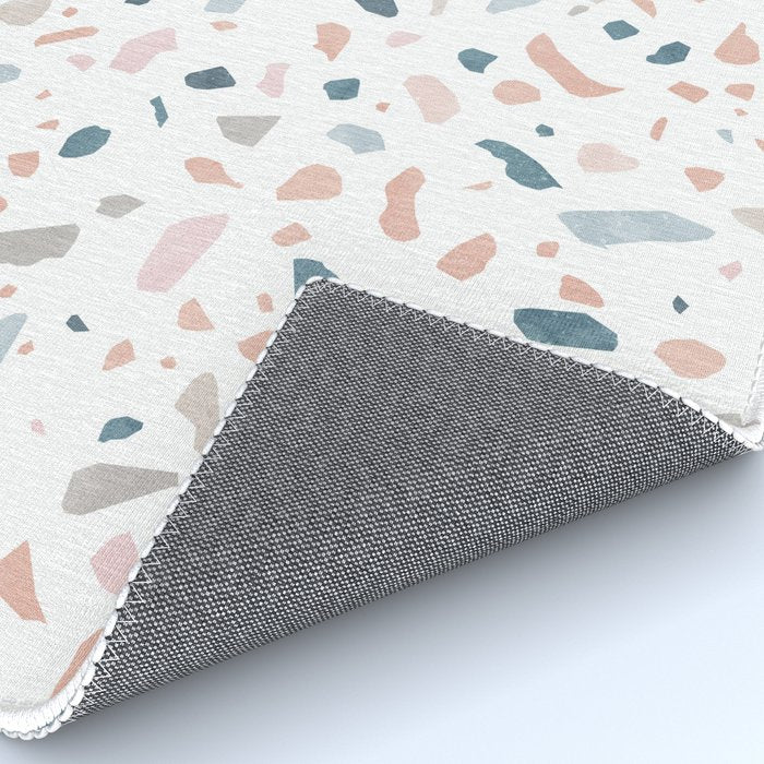 Terrazzo memphis blue pink pastel Rug Gallery Image 4
