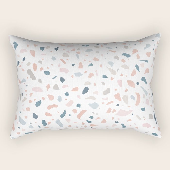 Terrazzo memphis blue pink pastel Rectangular Pillow Gallery Image 2