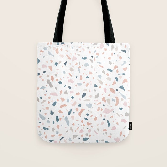 Terrazzo memphis blue pink pastel Tote Bag Gallery Image 1