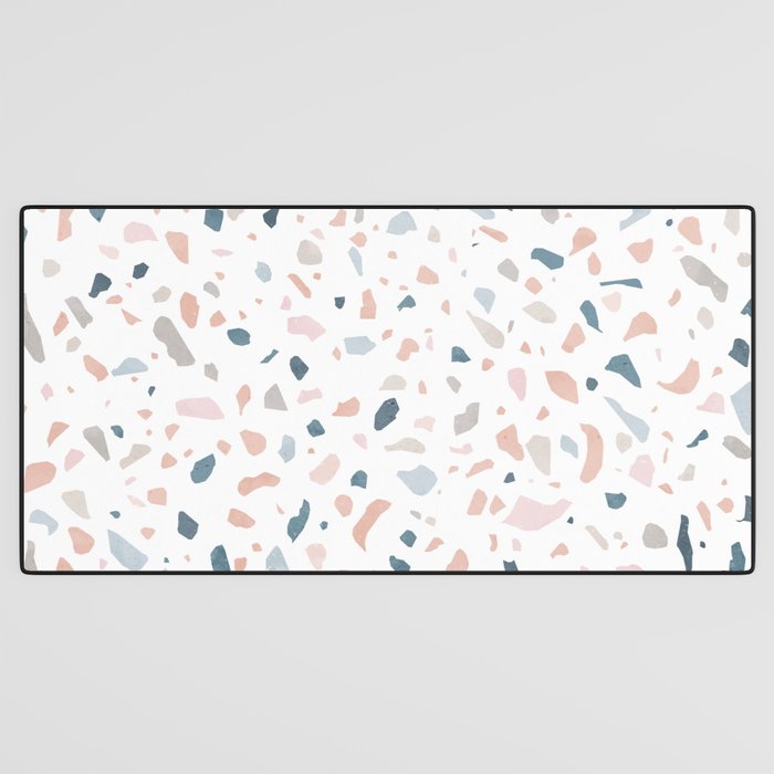 Terrazzo memphis blue pink pastel Desk Mat Gallery Image 3