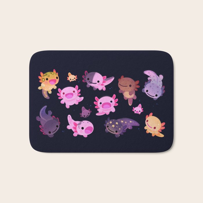 Happy axolotl - dark Bath Mat Gallery Image 1