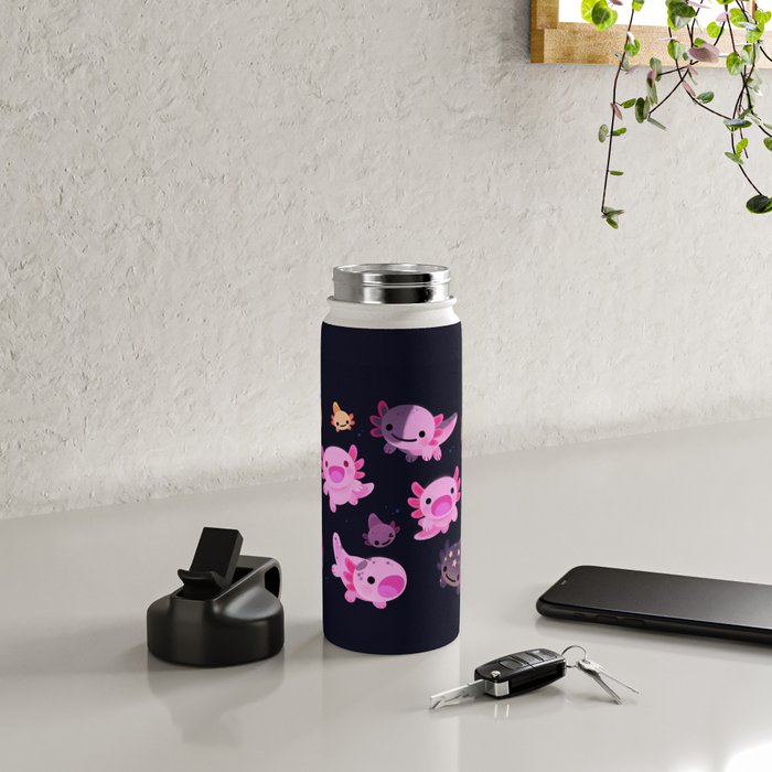 Happy axolotl - dark Water Bottle Gallery Image 4