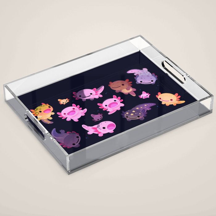 Happy axolotl - dark Acrylic Tray Gallery Image 1