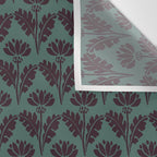 Vintage Floral Arches Art Nouveau Pattern in Deep Plum and Teal Green Wall Tapestry Gallery Image 3