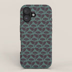 Vintage Floral Arches Art Nouveau Pattern in Deep Plum and Teal Green iPhone Case Gallery Image 1