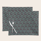 Vintage Floral Arches Art Nouveau Pattern in Deep Plum and Teal Green Placemat Gallery Image 1