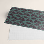 Vintage Floral Arches Art Nouveau Pattern in Deep Plum and Teal Green Wrapping Paper Gallery Image 2