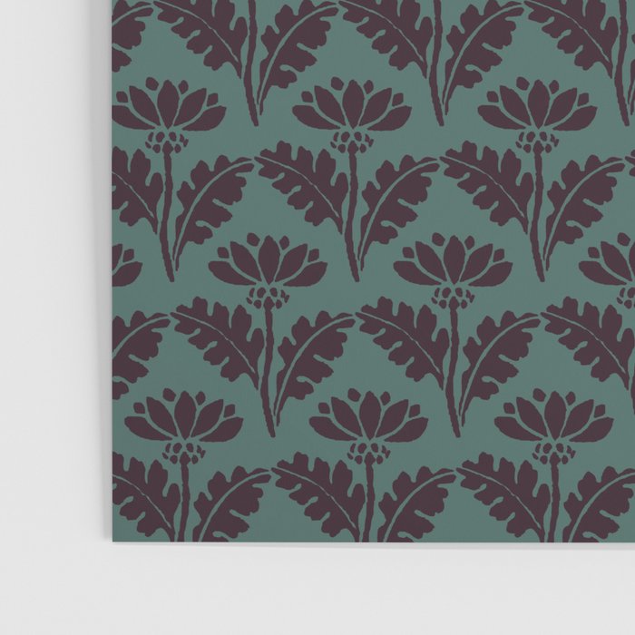 Vintage Floral Arches Art Nouveau Pattern in Deep Plum and Teal Green Poster Gallery Image 3