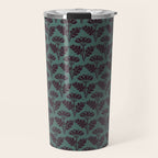 Vintage Floral Arches Art Nouveau Pattern in Deep Plum and Teal Green Travel Mug Gallery Image 1