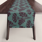Vintage Floral Arches Art Nouveau Pattern in Deep Plum and Teal Green Table Runner Gallery Image 1