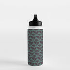 Vintage Floral Arches Art Nouveau Pattern in Deep Plum and Teal Green Water Bottle Gallery Image 3