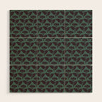 Vintage Floral Arches Art Nouveau Pattern in Deep Plum and Teal Green Wood Wall Art Gallery Image 1