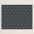 Vintage Floral Arches Art Nouveau Pattern in Deep Plum and Teal Green Jigsaw Puzzle Gallery Image 1
