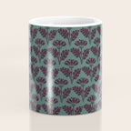 Vintage Floral Arches Art Nouveau Pattern in Deep Plum and Teal Green Coffee Mug Gallery Image 4