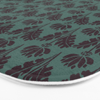 Vintage Floral Arches Art Nouveau Pattern in Deep Plum and Teal Green Bath Mat Gallery Image 3