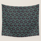 Vintage Floral Arches Art Nouveau Pattern in Deep Plum and Teal Green Wall Tapestry Gallery Image 4