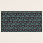 Vintage Floral Arches Art Nouveau Pattern in Deep Plum and Teal Green Desk Mat Gallery Image 3