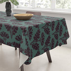 Vintage Floral Arches Art Nouveau Pattern in Deep Plum and Teal Green Tablecloth Gallery Image 3
