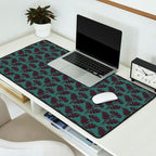 Vintage Floral Arches Art Nouveau Pattern in Deep Plum and Teal Green Desk Mat Gallery Image 2