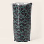 Vintage Floral Arches Art Nouveau Pattern in Deep Plum and Teal Green Travel Mug Gallery Image 2
