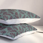 Vintage Floral Arches Art Nouveau Pattern in Deep Plum and Teal Green Pillow Sham Gallery Image 3