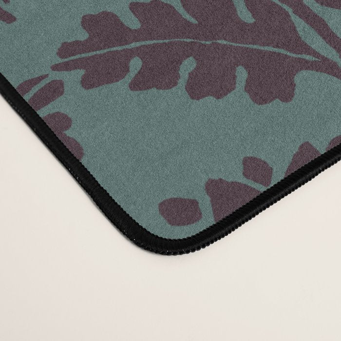 Vintage Floral Arches Art Nouveau Pattern in Deep Plum and Teal Green Desk Mat Gallery Image 4