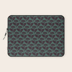 Vintage Floral Arches Art Nouveau Pattern in Deep Plum and Teal Green Laptop Sleeve Gallery Image 1