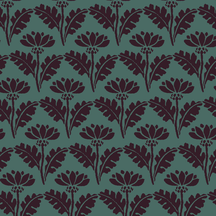 Vintage Floral Arches Art Nouveau Pattern in Deep Plum and Teal Green Coffee Mug Gallery Image 2