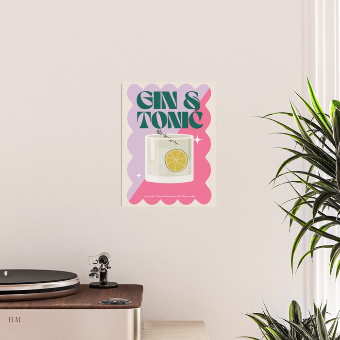 Gin & Tonic Cocktail Print Poster Gallery Image 2