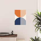 Abstraction Shapes 116 in Navy Blue Orange (Moon Phase Abstract)  Poster Gallery Image 2