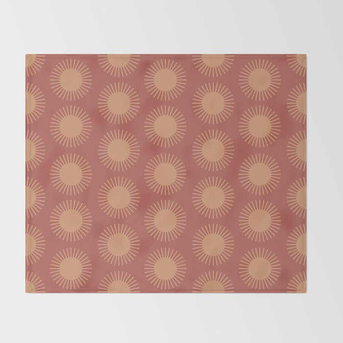 Boho Summer Sun Pattern XIV Earthy Pink and Beige Throw Blanket Gallery Image 2