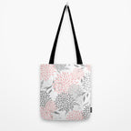 Festive, Floral Prints, Leaves and Blooms, Pink, Gray and White Tote Bag Gallery Image 2