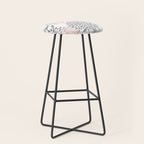Festive, Floral Prints, Leaves and Blooms, Pink, Gray and White Stool Gallery Image 1