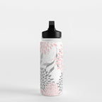 Festive, Floral Prints, Leaves and Blooms, Pink, Gray and White Water Bottle Gallery Image 3