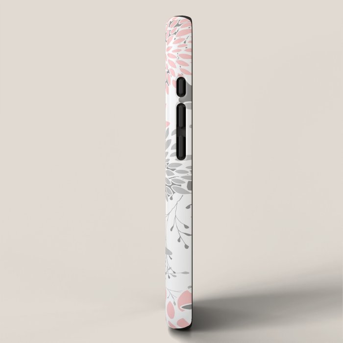 Festive, Floral Prints, Leaves and Blooms, Pink, Gray and White iPhone Case Gallery Image 2