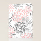 Festive, Floral Prints, Leaves and Blooms, Pink, Gray and White Stationery Card Gallery Image 2