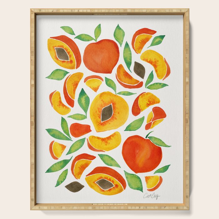 Peaches - Green Leaves Serving Tray Gallery Image 1