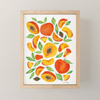 Peaches - Green Leaves Mini Art Print Gallery Image 1
