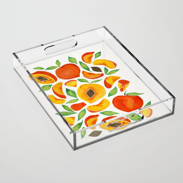 Peaches - Green Leaves Acrylic Tray Gallery Image 1