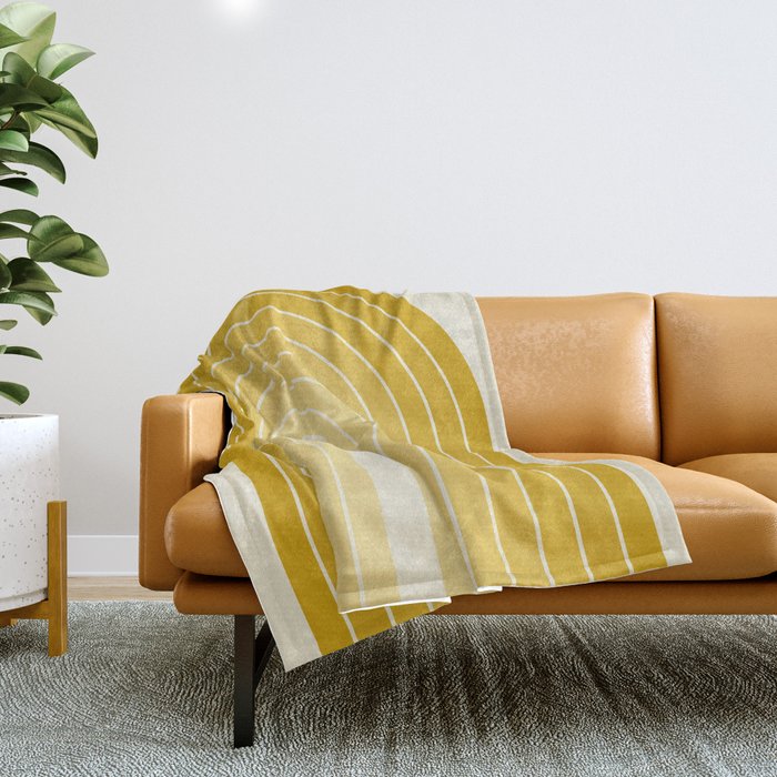 Gradient Arch XXV Gold Sunshine Mid Century Modern Rainbow Throw Blanket Gallery Image 1