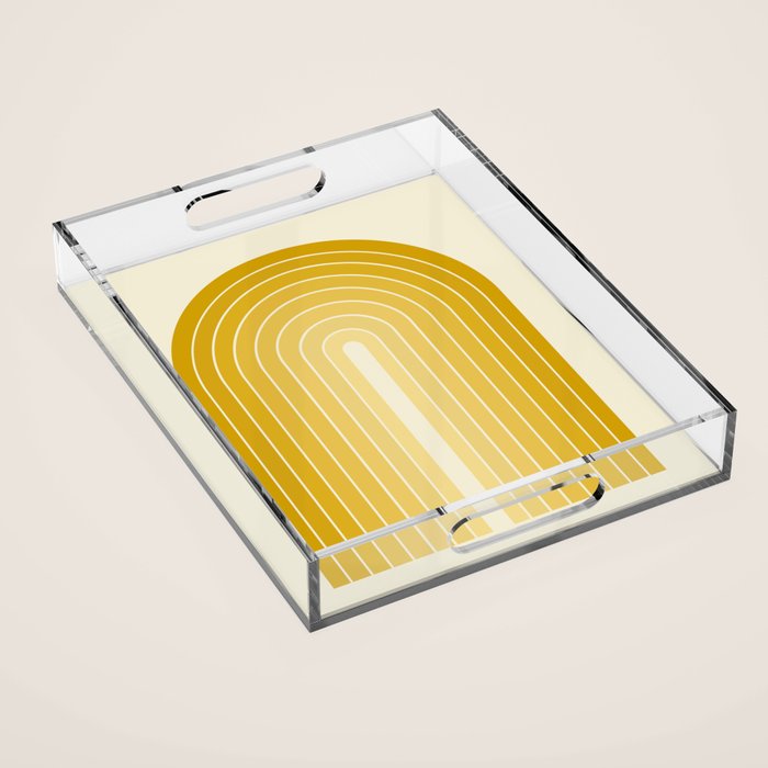 Gradient Arch XXV Gold Sunshine Mid Century Modern Rainbow Acrylic Tray Gallery Image 1