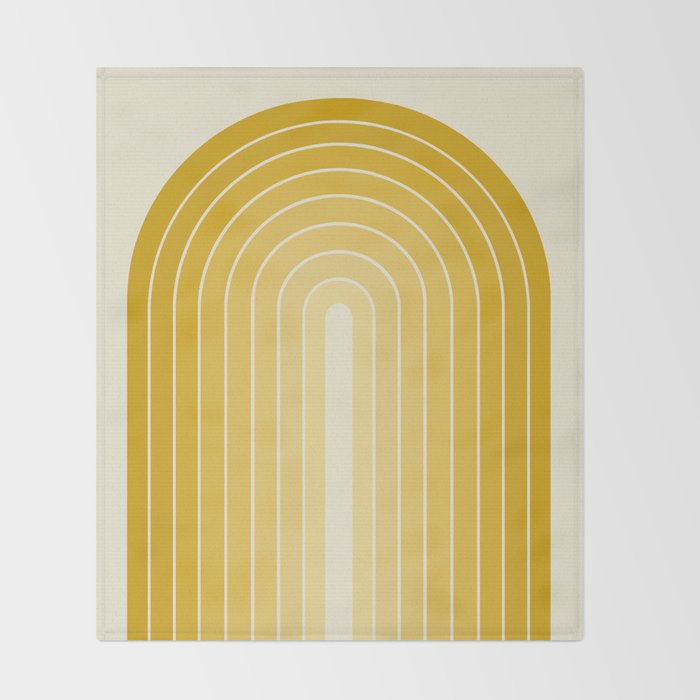 Gradient Arch XXV Gold Sunshine Mid Century Modern Rainbow Throw Blanket Gallery Image 2