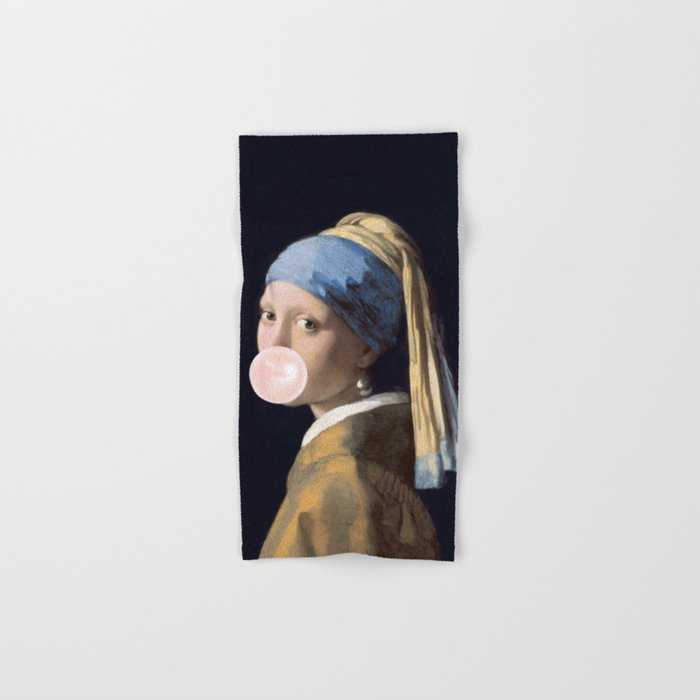 Girl with Pearl Earing Blowing Gum Bath Towel Gallery Image 1
