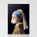 Girl with Pearl Earing Blowing Gum Stationery Card Gallery Image 2