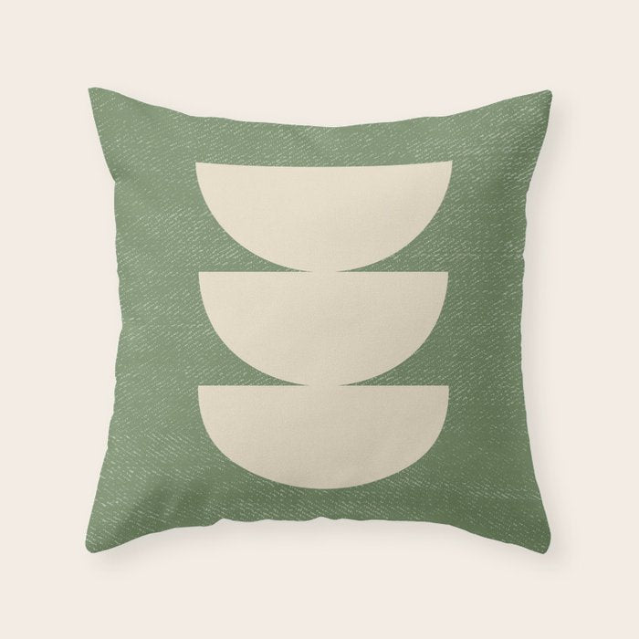 Half Circle 3 - Green Texture Throw Pillow Gallery Image 1