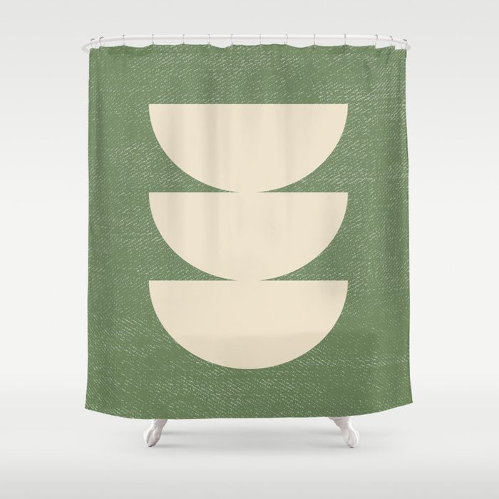 Half Circle 3 - Green Texture Shower Curtain Gallery Image 1