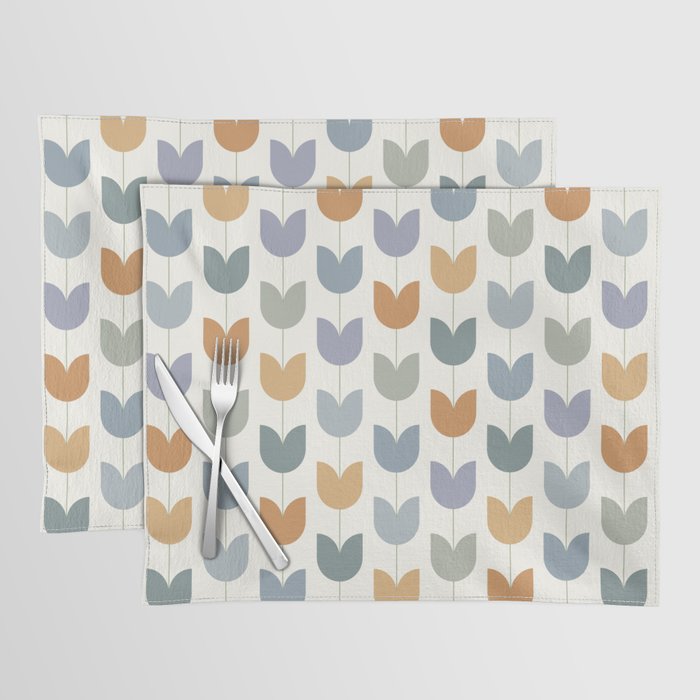 Spring Tulips XI Natural Multicolor Mid Century Flowers Placemat Gallery Image 1