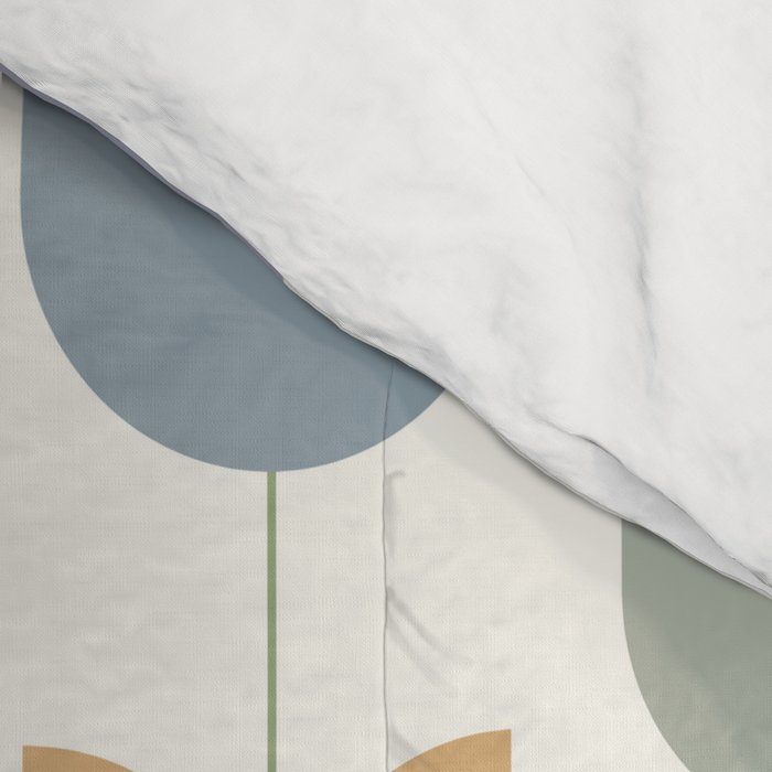 Spring Tulips XI Natural Multicolor Mid Century Flowers Comforter Gallery Image 4