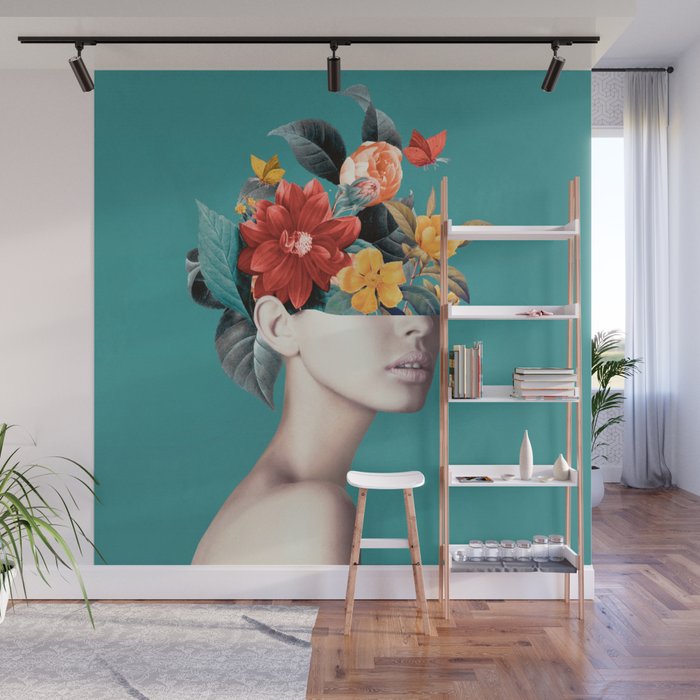 woman with flowers 16 Wall Mural Gallery Image 1