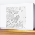 Portland Maine White Map Wall Mural Gallery Image 2